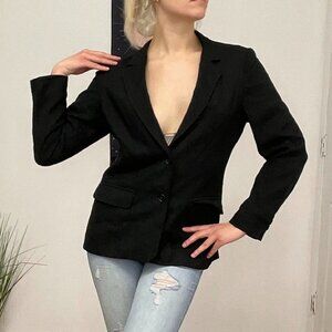 Oscar De La Renta Classic Fit Button-Up Blazer Jacket Long Sleeve Size S Black